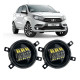 Противотуманные LED фары Lada XRAY 2015-2022 90мм 30W белый свет СТГ JR-W-6 / Лада Х-Рей (2 шт.)