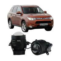 Противотуманные LED линзы Mitsubishi Outlander 3 2012-2021 А1 90W с СТГ бело-желтые / противотуманные фары Митсубиси Аутлендер 3 (2 шт.)