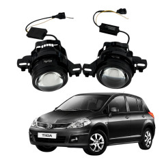 ПТФ LED лінзи Nissan Tiida C11 2007-2014 протитуманні фари 90W біло-жовті СТГ A1 (2 шт.)