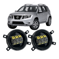 Противотуманные LED фары Nissan Terrano D10 2014-2022 90мм 30W белый свет СТГ JR-W-6 / Ниссан Террано (2 шт.)