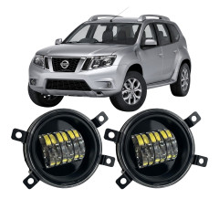 Противотуманные LED фары Nissan Terrano D10 2014-2022 90мм 30W белый свет СТГ JR-W-6 / Ниссан Террано (2 шт.)