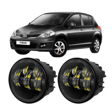 Противотуманные LED фары Nissan Tiida C11 2004-2014 90мм 50W 12-24V белый свет СТГ JR-W-17 / Ниссан Тиида (2 шт.)