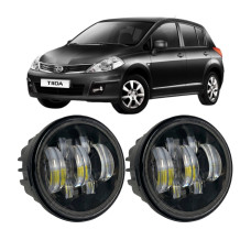 Противотуманные LED фары Nissan Tiida C11 2004-2014 90мм 70W 12-24V белый свет СТГ JR-W-17 / Ниссан Тиида (2 шт.)