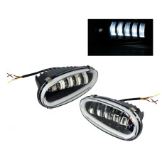 LED Протитуманні фари Daewoo Lanos / Sens (Ланос) з ДХО (DRL) 50W Світлодіодні ПТФ Light X комплект