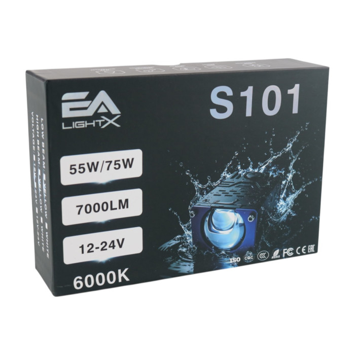 Протитуманні LED фари з лінзою EA Light X S101 50/75Вт 7000Lm (Ближнє та дальнє світло, комплект 2 шт.)
