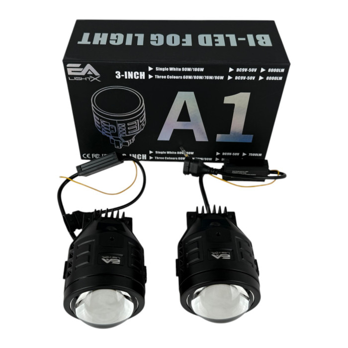 Светодиодные противотуманные фары Bi-LED линзы EA Light X A1 Nissan Juke 90W 12-24V двухцветные бело-желтые (комплект 2 шт.)