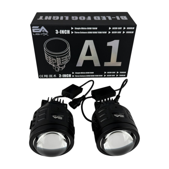 Светодиодные противотуманные фары Bi-LED линзы EA Light X A1 Toyota Land Cruiser Prado 120 90W 12-24V двухцветные бело-желтые (комплект 2 шт.)