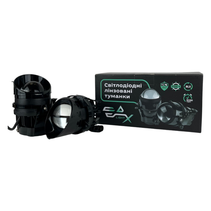 Світлодіодні протитуманні фари (ПТФ) LED з лінзою для ВАЗ 1117-1119 Калина, EA Light X 60W, 5000K (Комплект 2 шт.)