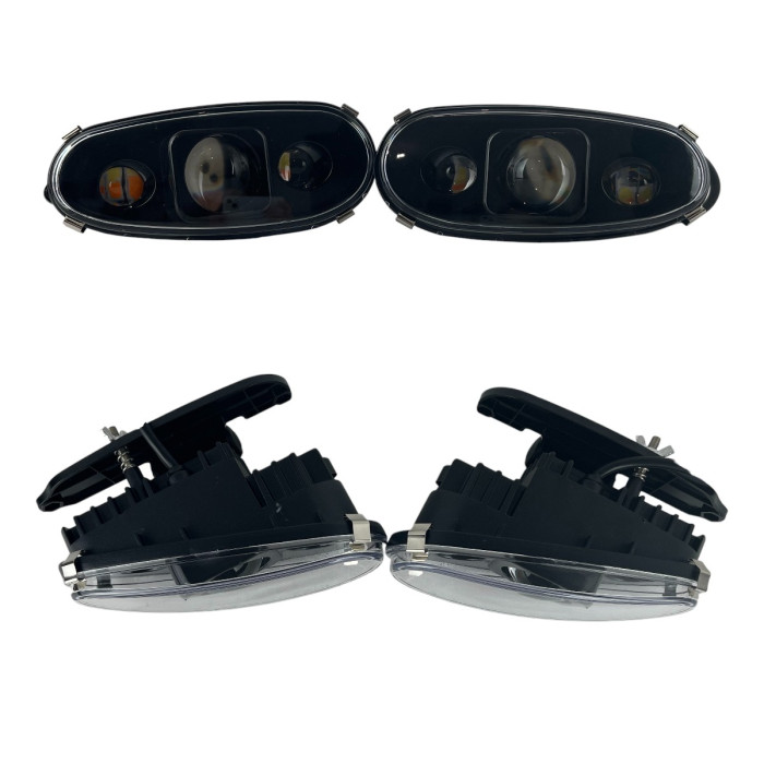 Світлодіодні протитуманні фари (ПТФ) LED з ДХО для Daewoo Lanos / Sens, 3 лінзи 60W + DRL 14W (Комплект 2 шт.)