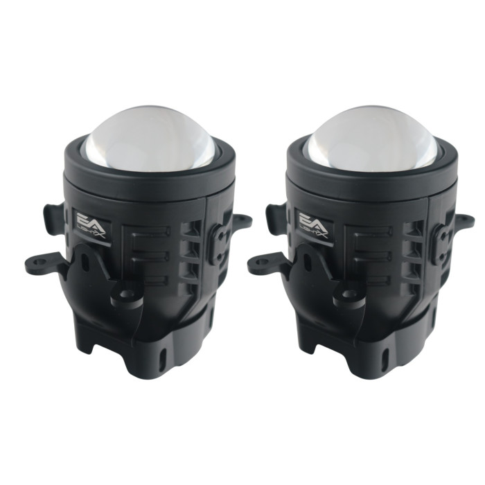 Универсальные противотуманные линзы 90мм с азотной капсулой 4 уха крепления, вакуумная сборка комплект 2 шт