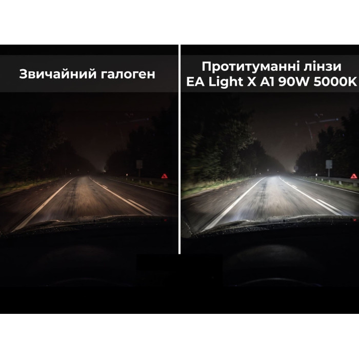 Універсальні протитуманні лінзи 90мм з азотною капсулою 4 вуха кріплення, вакуумне складання комплект 2 шт (03454)