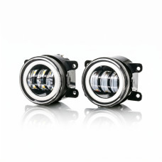 LED ПТФ фари Ford Transit 2006-2014 протитуманні 90мм 30W 12-24V з ДХО габарит ангельські очки СТГ / Форд Транзит (2 шт.)