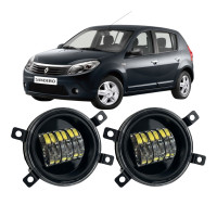 Противотуманные LED фары Renault Sandero 2008-2014 90мм 30W белый свет СТГ JR-W-6 / Рено Сандеро (2 шт.)