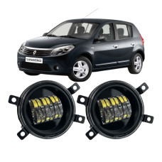 Противотуманные LED фары Renault Sandero 2008-2014 90мм 30W белый свет СТГ JR-W-6 / Рено Сандеро (2 шт.)