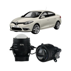 Противотуманные LED линзы Renault Fluence 2009-2017 А1 90W с СТГ бело-желтые / противотуманные фары Рено Флюенс (2 шт.)