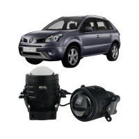 Противотуманные LED линзы Renault Koleos 2008-2024 А1 90W с СТГ бело-желтые / противотуманные фары Рено Колеос (2 шт.)