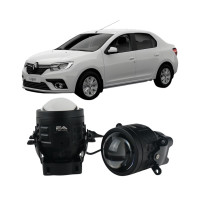 Протитуманні LED лінзи Renault Logan 2004-2024 А1 90W з СТГ біло-жовті / протитуманні фари Рено Логан (2 шт.)