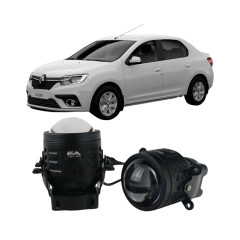 Протитуманні LED лінзи Renault Logan 2004-2024 А1 90W з СТГ біло-жовті / протитуманні фари Рено Логан (2 шт.)