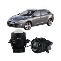 Протитуманні LED лінзи Renault Megane 3 2008-2016 А1 90W з СТГ біло-жовті / протитуманні фари Рено Меган 3 (2 шт.)