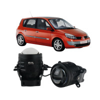 Противотуманные LED линзы Renault Scenic 2003-2016 А1 90W с СТГ бело-желтые / противотуманные фары Рено Сценик (2 шт.)