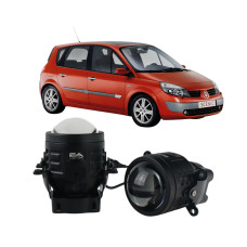Противотуманные LED линзы Renault Scenic 2003-2016 А1 90W с СТГ бело-желтые / противотуманные фары Рено Сценик (2 шт.)