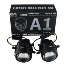 Противотуманные LED линзы Renault Scenic 2003-2016 А1 90W с СТГ бело-желтые / противотуманные фары Рено Сценик (2 шт.)