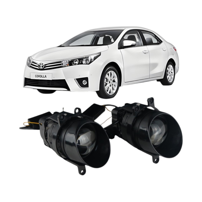 Протитуманні LED лінзи Toyota Corolla 2013-2024 А1 90W з СТГ біло-жовті / протитуманні фари Тойота Королла (2 шт.)