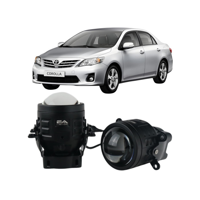 Протитуманні LED лінзи Toyota Corolla E150 2006-2013 А1 90W з СТГ біло-жовті / протитуманні фари Тойота Королла (2 шт.)