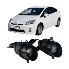 Противотуманные LED линзы Toyota Prius 2009-2023 А1 90W с СТГ бело-желтые / противотуманные фары Тойота Приус (2 шт.)