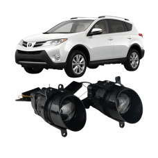 Противотуманные LED линзы Toyota RAV4 2013-2024 А1 90W с СТГ бело-желтые / противотуманные фары Тойота Рав 4 (2 шт.)