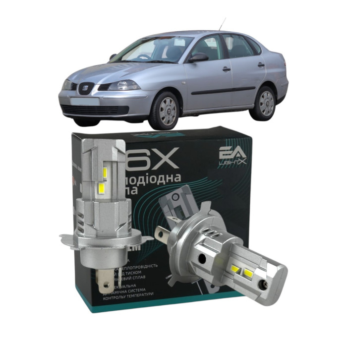 LED лампи SEAT Cordoba 2002- H4 M6X ближнє/дальнє світло (4000Lm 5500K) / Сеат Кордоба (комплект 2 шт.)