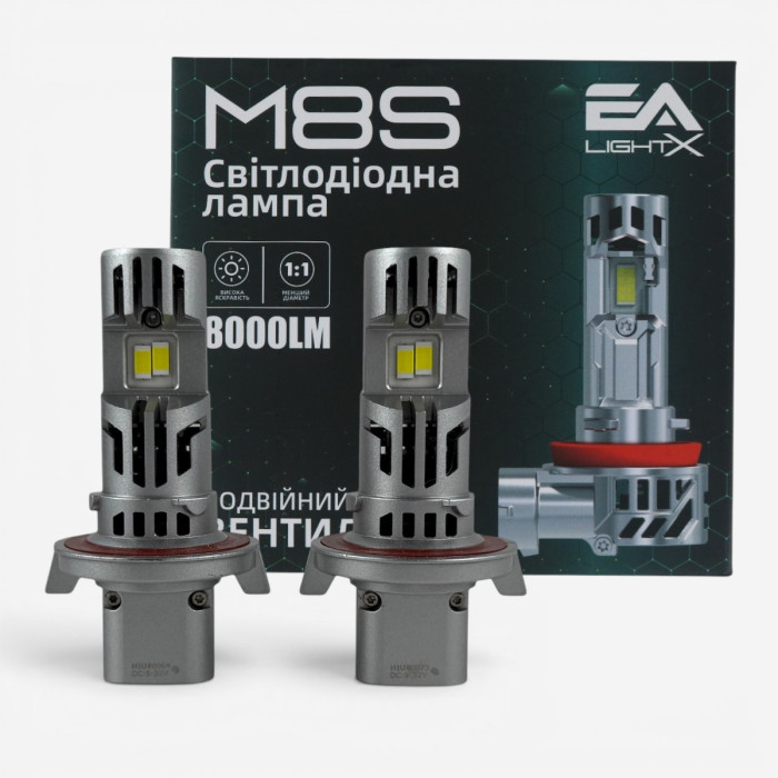 LED лампы H13 (9008) EA Light X M8S 8000Lm 6000K 12V для авто головной свет (2 шт.)
