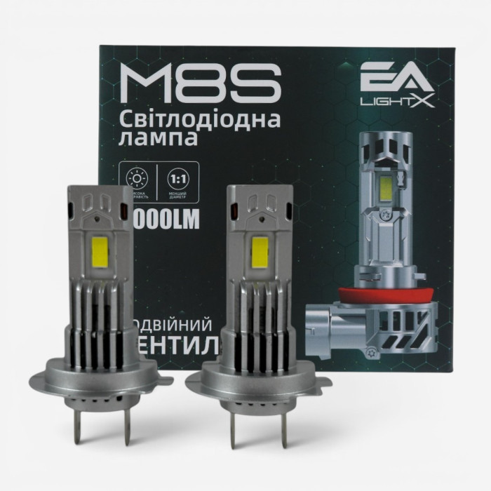 LED лампы H7 EA Light X M8S 8000Lm 6000K 12V для авто головной свет (2 шт.)