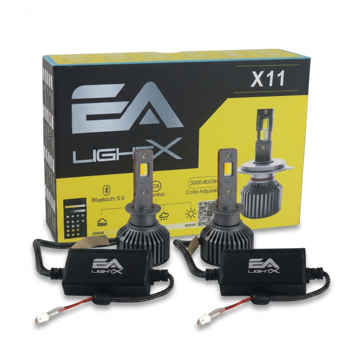 Светодиодные LED лампы H1 EA Light X X11 Smart Bluetooth 3000K-8000K 10000Lm кулер с регулировкой цвета (комплект 2 шт.)