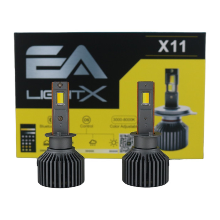 Светодиодные LED лампы H1 EA Light X X11 Smart Bluetooth 3000K-8000K 10000Lm кулер с регулировкой цвета (комплект 2 шт.)