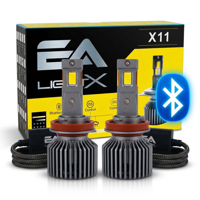 Светодиодные LED лампы H11 EA Light X X11 Smart Bluetooth 3000K-8000K 10000Lm кулер с регулировкой цвета (комплект 2 шт.)
