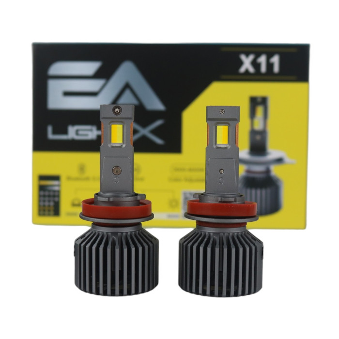 Светодиодные LED лампы H11 EA Light X X11 Smart Bluetooth 3000K-8000K 10000Lm кулер с регулировкой цвета (комплект 2 шт.)