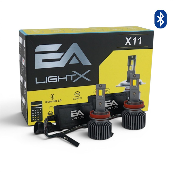 Светодиодные LED лампы H11 EA Light X X11 Smart Bluetooth 3000K-8000K 10000Lm кулер с регулировкой цвета (комплект 2 шт.)