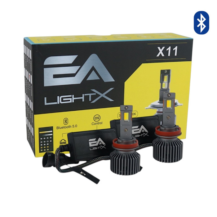 Светодиодные LED лампы H11 EA Light X X11 Smart Bluetooth 3000K-8000K 10000Lm кулер с регулировкой цвета (комплект 2 шт.)