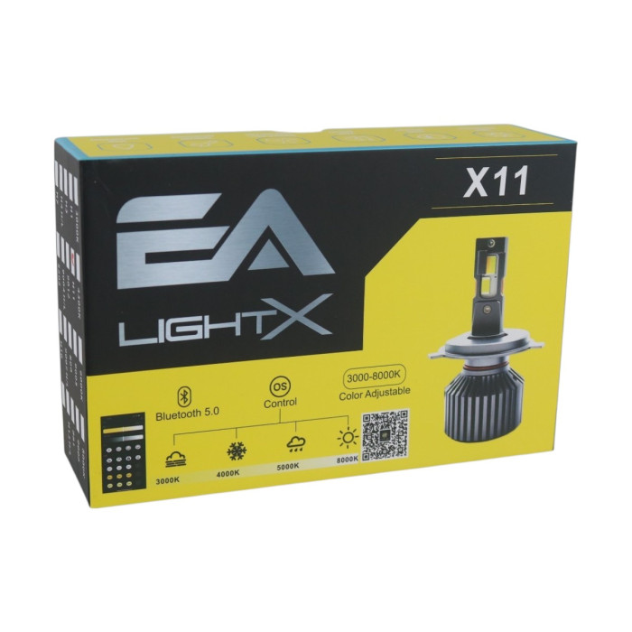 Светодиодные LED лампы H7 EA Light X X11 Smart Bluetooth 3000K-8000K 10000Lm кулер с регулировкой цвета (комплект 2 шт.)