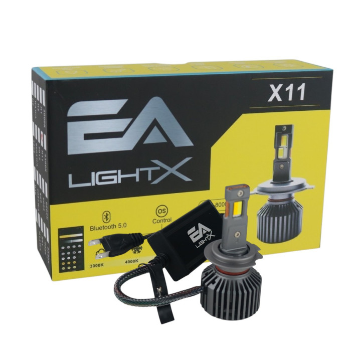Светодиодные LED лампы H7 EA Light X X11 Smart Bluetooth 3000K-8000K 10000Lm кулер с регулировкой цвета (комплект 2 шт.)