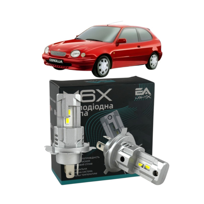 LED лампы Toyota Corolla (E11) 1997-1999 H4 M6X ближний/дальний свет (4000Lm 5500K) / Тойота Королла (комплект 2 шт.)