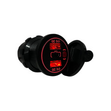 Автомобильная USB розетка врезная 2 USB QC 3.0 + Type-C PD 12V-24V красная подсветка (1 шт)