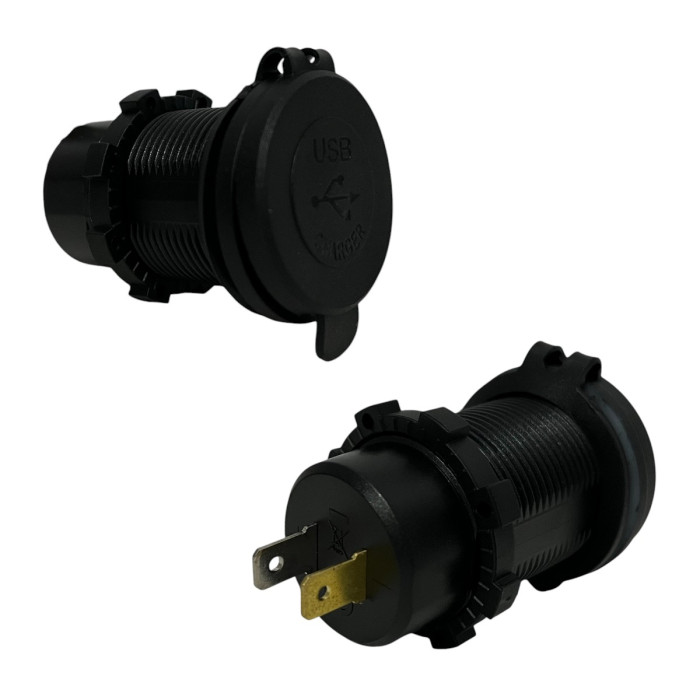 Автомобільна USB розетка врізна 2 USB QC 3.0 + Type-C PD 12V-24V синя підсвітка (1 шт)