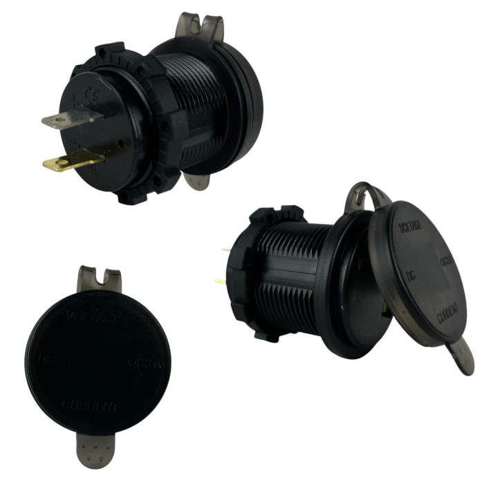 Автомобільна USB розетка врізна з вольтметром та амперметром 12V-24V QC 3.0 червона підсвітка (1 шт)