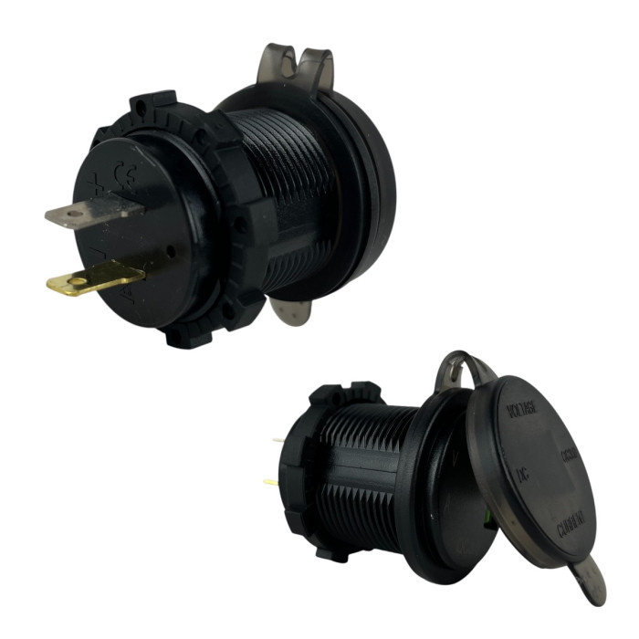 Автомобільна USB розетка врізна з вольтметром та амперметром 12V-24V QC 3.0 червона підсвітка (1 шт)