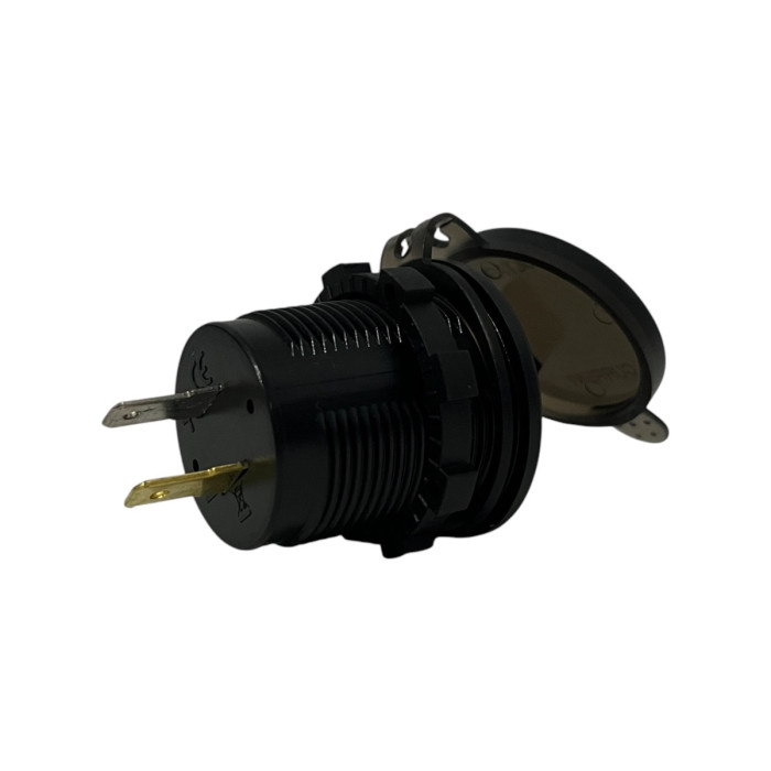 Автомобільна USB розетка врізна з вольтметром та амперметром 12V-24V QC 3.0 синя підсвітка (1 шт)