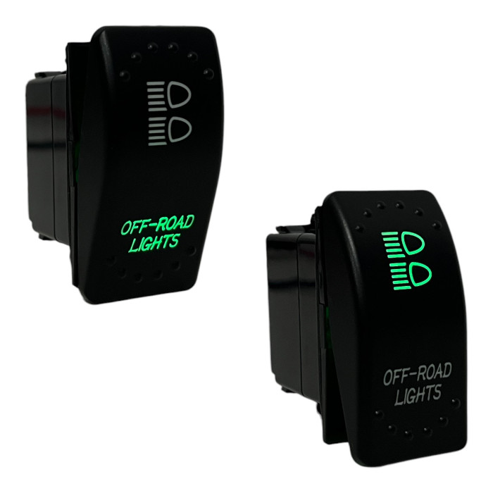 Кнопка включения дополнительного света Light X Off-Road Lights для LED балки, фар, доп. света (12V, зеленая подсветка)