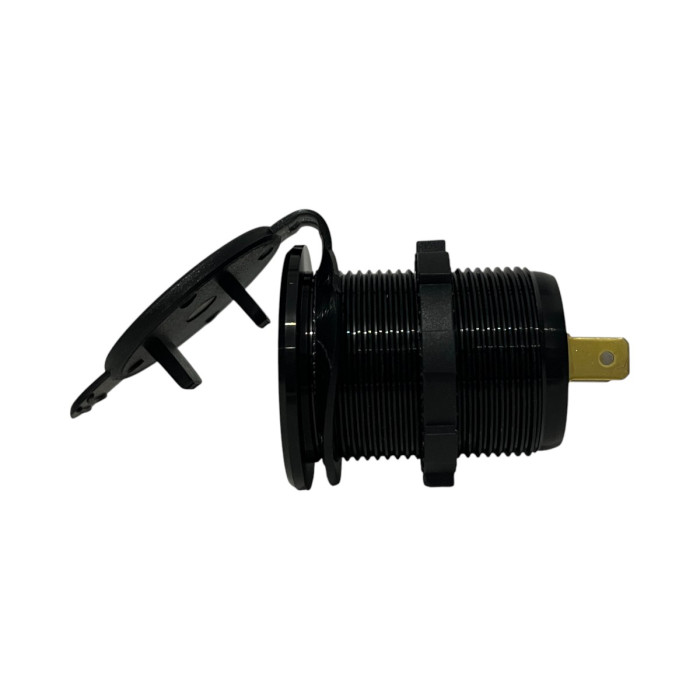 Врезная USB розетка авто 3 порта QC 3.0 + PD Type-C с Кнопкой 12V-24V Красная подсветка + Клеммы