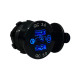 Врезная USB розетка авто 3 порта QC 3.0 + PD Type-C с Кнопкой 12V-24V Синяя подсветка + Клеммы